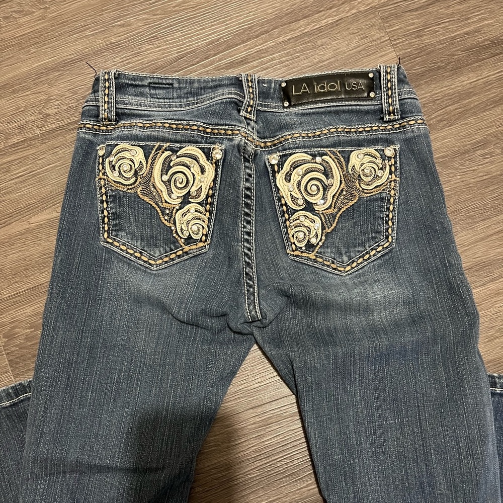 LA Idol floral bling boot cut jeans 🌸
